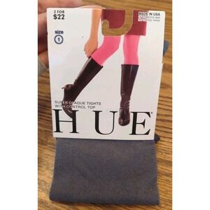Hue‎ Super Opaque Tights Control Top Size 1 New In Package Charcoal Heather Grey